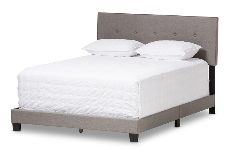 Hampton Light Grey Fabric Upholstered Box Spring Bed (King) iHome Studio