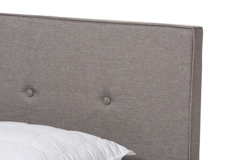 Hampton Light Grey Fabric Upholstered Box Spring Bed (King) iHome Studio