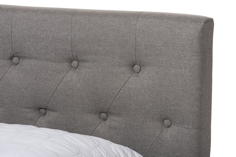 Cassandra Light Grey Fabric Upholstered Box Spring Bed (King) iHome Studio