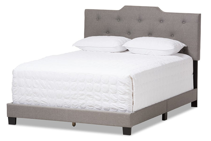 Brunswick Light Grey Fabric Upholstered Box Spring Bed (Full) iHome Studio