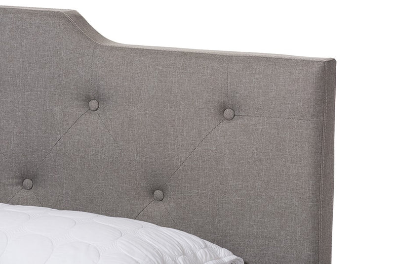 Brunswick Light Grey Fabric Upholstered Box Spring Bed (Full) iHome Studio