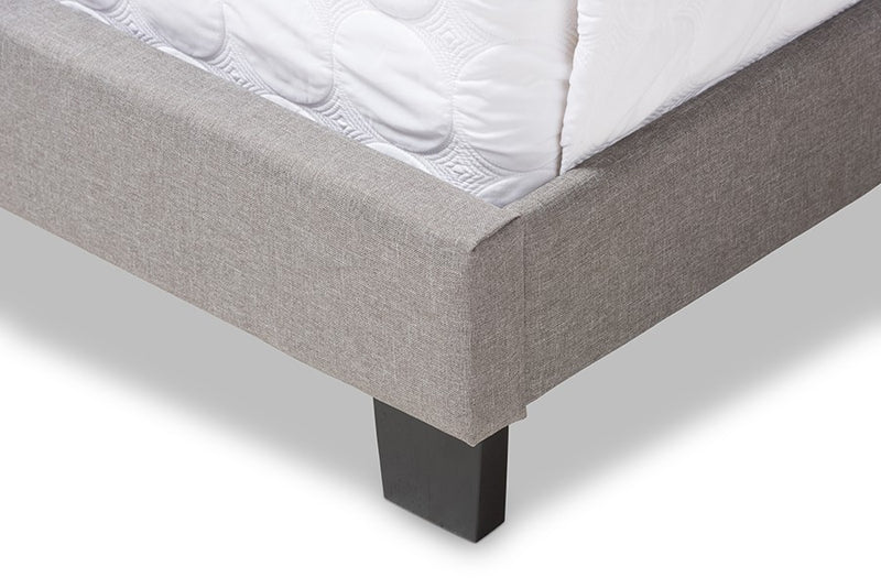 Brunswick Light Grey Fabric Upholstered Box Spring Bed (Full) iHome Studio