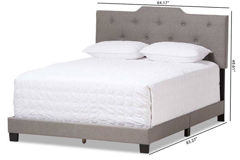 Brunswick Light Grey Fabric Upholstered Box Spring Bed (Full) iHome Studio