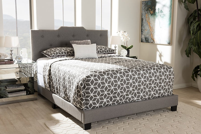 Brunswick Light Grey Fabric Upholstered Box Spring Bed (Queen) iHome Studio