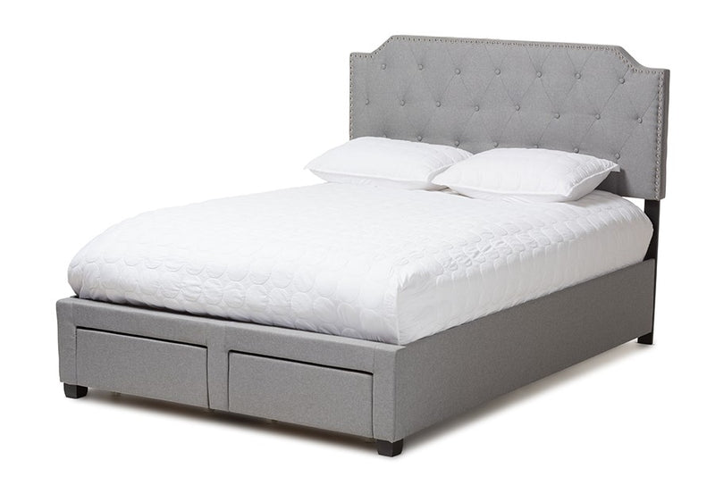 Aubrianne Grey Fabric Upholstered Storage Bed (Queen) iHome Studio