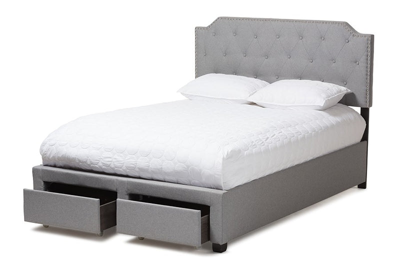 Aubrianne Grey Fabric Upholstered Storage Bed (Queen) iHome Studio