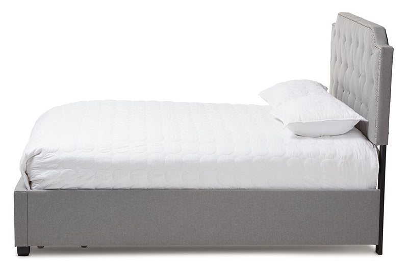 Aubrianne Grey Fabric Upholstered Storage Bed (Queen) iHome Studio