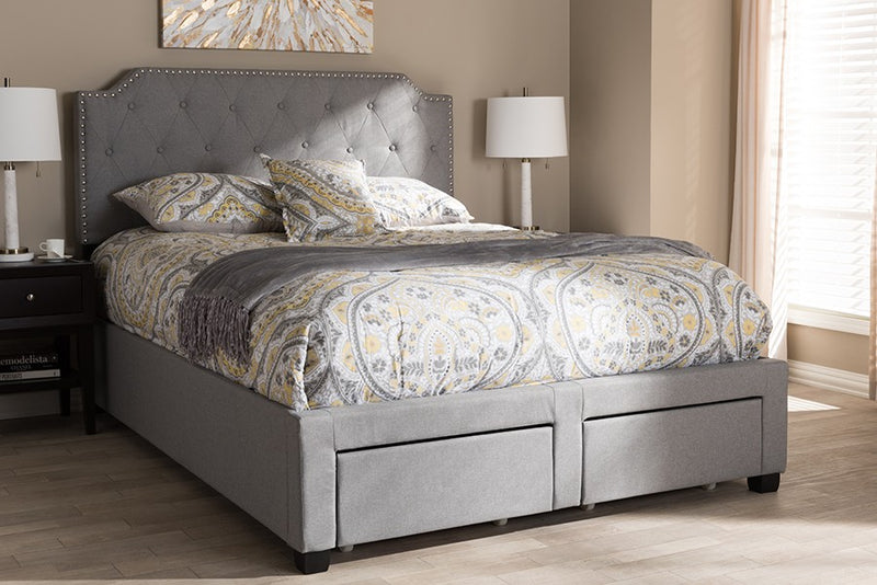 Aubrianne Grey Fabric Upholstered Storage Bed (Queen) iHome Studio