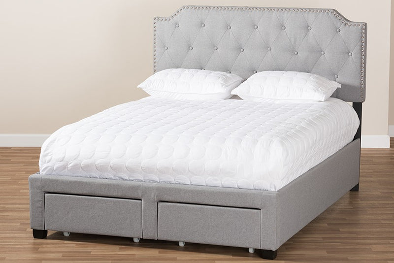 Aubrianne Grey Fabric Upholstered Storage Bed (Queen) iHome Studio