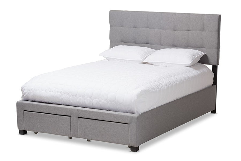 Tibault Grey Fabric Upholstered Storage Bed (Queen) iHome Studio