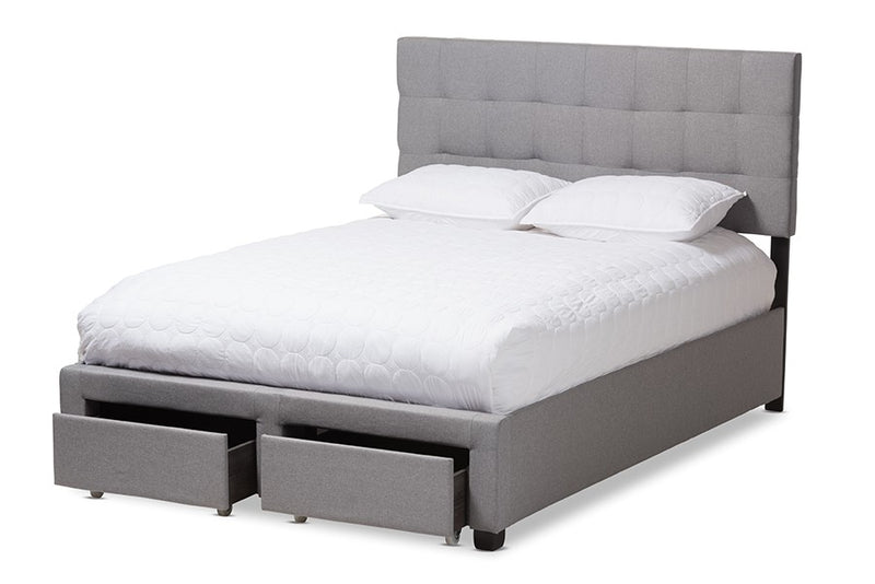 Tibault Grey Fabric Upholstered Storage Bed (King) iHome Studio