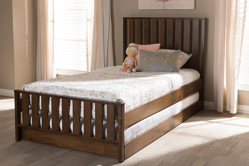 Harlan Brown-Finished Wood Trundle Bed (Twin) iHome Studio