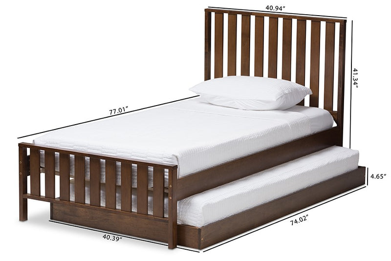 Harlan Brown-Finished Wood Trundle Bed (Twin) iHome Studio