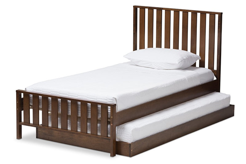 Harlan Brown-Finished Wood Trundle Bed (Twin) iHome Studio