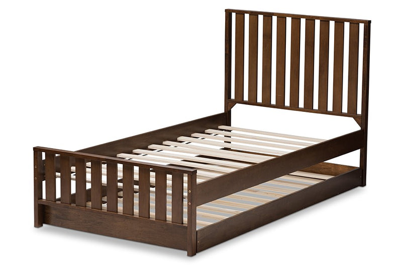 Harlan Brown-Finished Wood Trundle Bed (Twin) iHome Studio