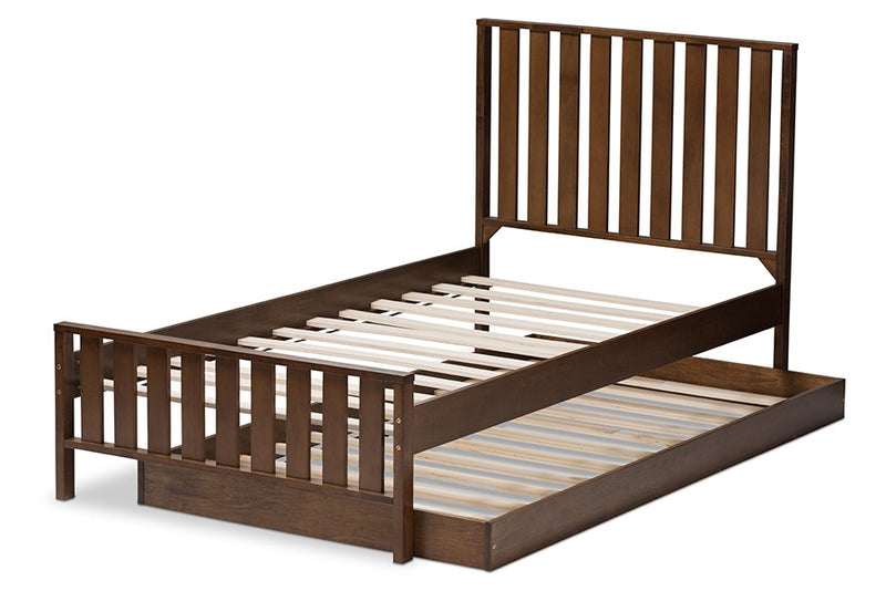 Harlan Brown-Finished Wood Trundle Bed (Twin) iHome Studio