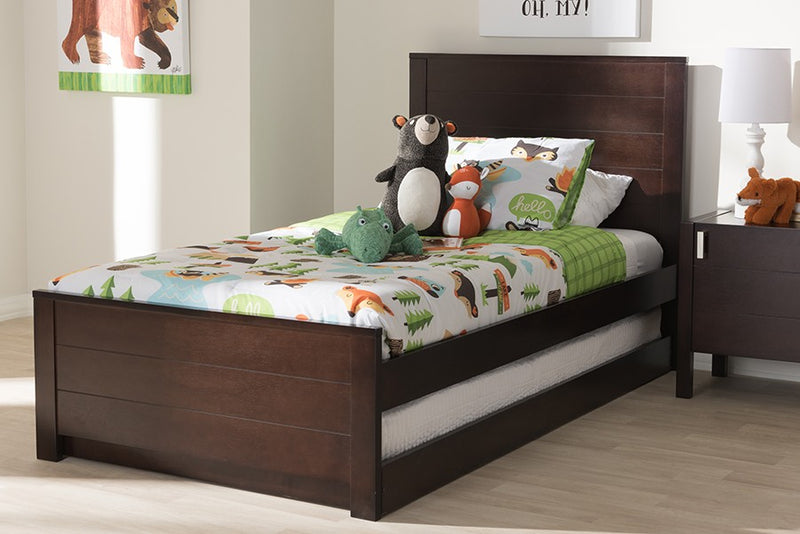 Catalina Dark Brown-Finished Wood Trundle Bed (Twin) iHome Studio