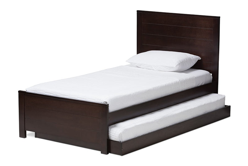 Catalina Dark Brown-Finished Wood Trundle Bed (Twin) iHome Studio