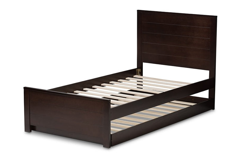 Catalina Dark Brown-Finished Wood Trundle Bed (Twin) iHome Studio