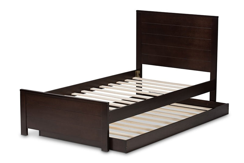 Catalina Dark Brown-Finished Wood Trundle Bed (Twin) iHome Studio