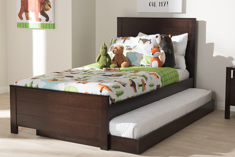 Catalina Dark Brown-Finished Wood Trundle Bed (Twin) iHome Studio