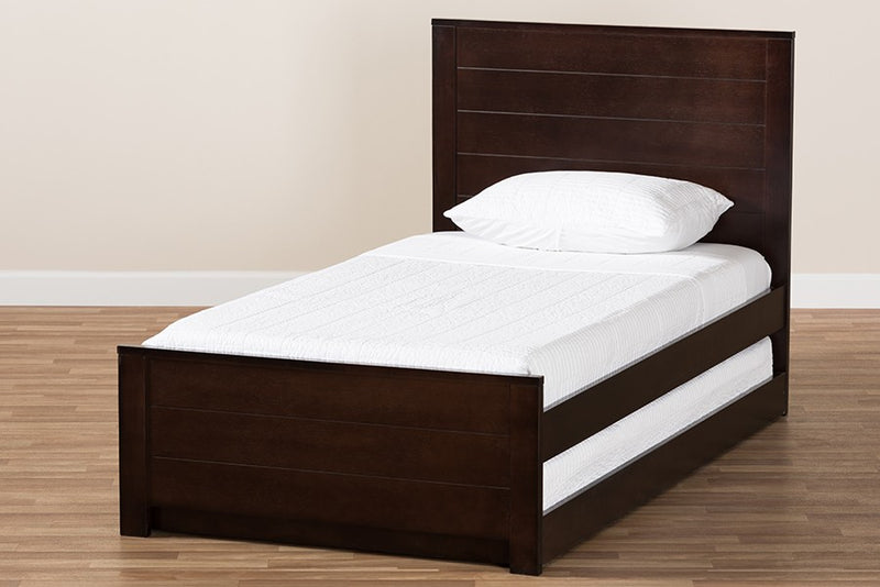 Catalina Dark Brown-Finished Wood Trundle Bed (Twin) iHome Studio