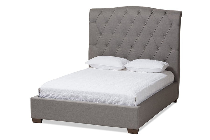 Victoire Light Grey Fabric Upholstered Platform Bed (Queen) iHome Studio