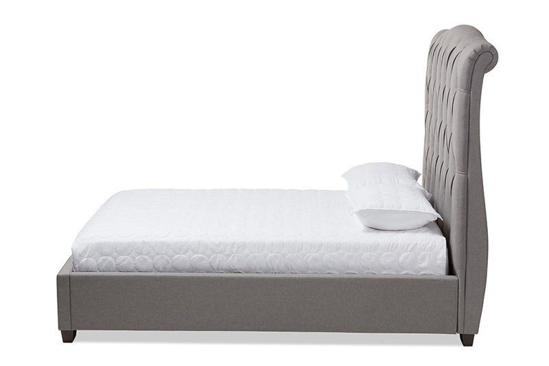 Victoire Light Grey Fabric Upholstered Platform Bed (Queen) iHome Studio