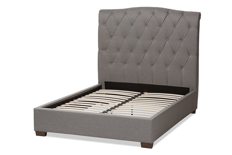 Victoire Light Grey Fabric Upholstered Platform Bed (Queen) iHome Studio