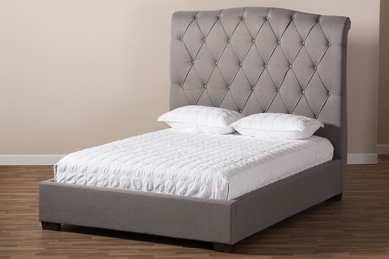 Victoire Light Grey Fabric Upholstered Platform Bed (Queen) iHome Studio