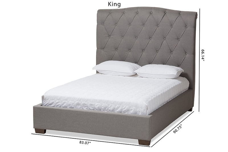 Victoire Light Grey Fabric Upholstered Platform Bed (Queen) iHome Studio