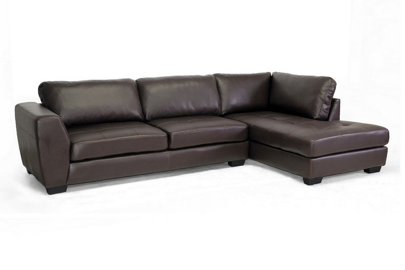 Orland Brown Bonded Leather Sectional Sofa Set w/Right Facing Chaise iHome Studio