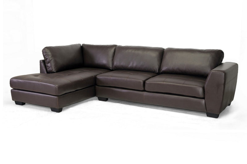 Orland Brown Bonded Leather Sectional Sofa Set w/Left Facing Chaise iHome Studio