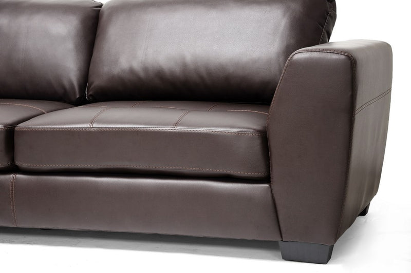 Orland Brown Bonded Leather Sectional Sofa Set w/Left Facing Chaise iHome Studio