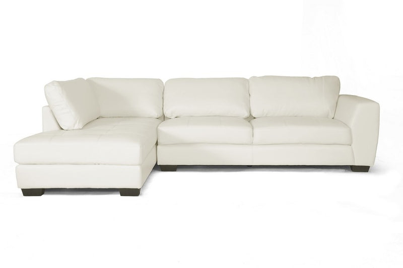 Orland White Bonded Leather Sectional Sofa Set w/Left Facing Chaise iHome Studio