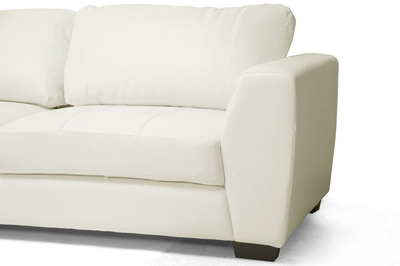 Orland White Bonded Leather Sectional Sofa Set w/Left Facing Chaise iHome Studio
