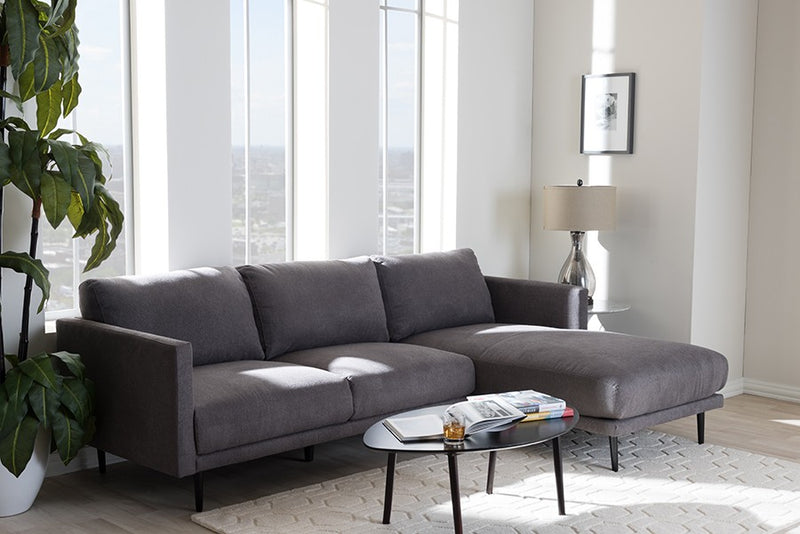 Riley Grey Fabric Upholstered Sectional Sofa w/Right Facing Chaise iHome Studio