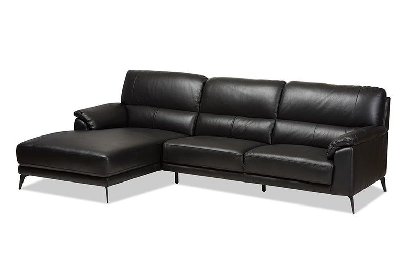 Radford 2pcs Black Faux Leather Left Facing Chaise Sectional Sofa iHome Studio