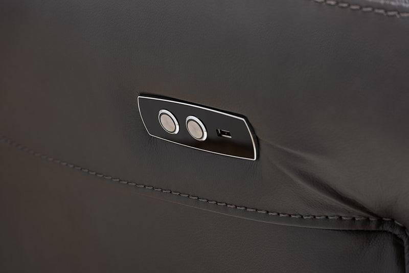 Amaris 5pcs Grey Bonded Leather Power Reclining Sectional Sofa w/USB Ports iHome Studio
