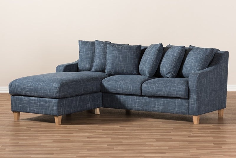 Winslow 2pcs Blue Fabric Upholstered Sectional Sofa, Left Facing iHome Studio