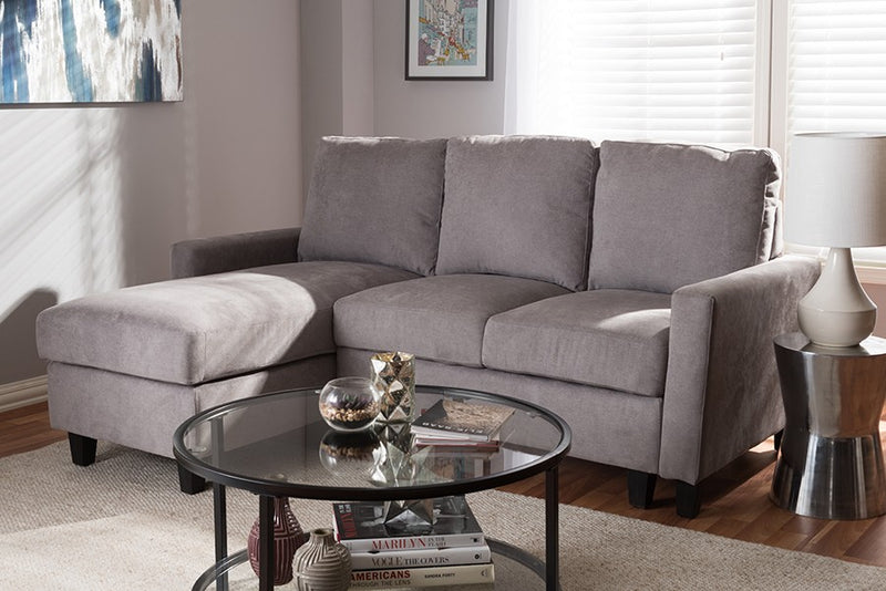 Grayson Light Grey Fabric Upholstered Sectional Sofa w/Reversible Chaise iHome Studio