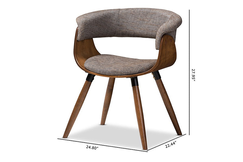 Bryce Grey Fabric Upholstered Walnut Wood Dining Chair - 1pc iHome Studio