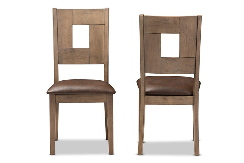 Gillian Grey/Dark Brown Faux Leather Upholstered Dining Side Chair - 2pcs iHome Studio