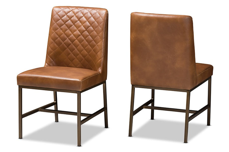 Margaux Luxe Light Brown Faux Leather Upholstered Dining Chair - 2pcs iHome Studio