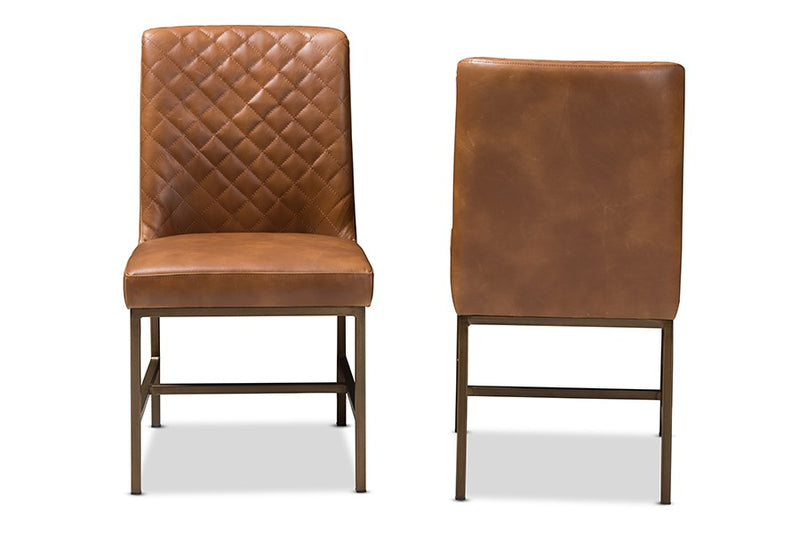 Margaux Luxe Light Brown Faux Leather Upholstered Dining Chair - 2pcs iHome Studio