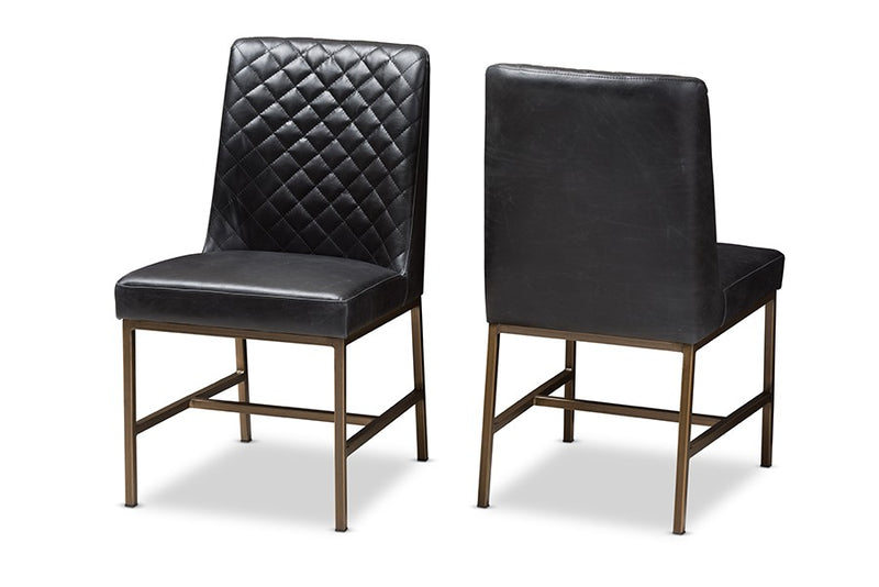 Margaux Luxe Black Faux Leather Upholstered Dining Chair - 2pcs iHome Studio