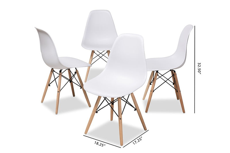 Sydnea White Acrylic Brown Wood Finished Dining Chair - 4pcs iHome Studio