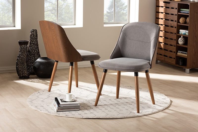 Arsanio Grey Fabric Upholstered Walnut Wood Finished Dining Chair - 2pcs iHome Studio