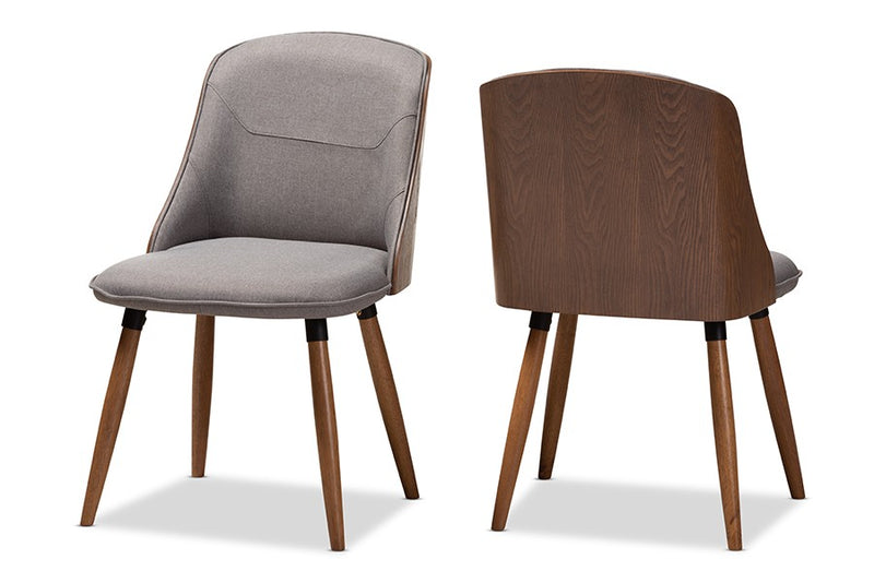 Arsanio Grey Fabric Upholstered Walnut Wood Finished Dining Chair - 2pcs iHome Studio