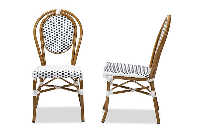 Gauthier Navy/White Bamboo Style Bistro Stackable Dining Chair - 2pcs iHome Studio